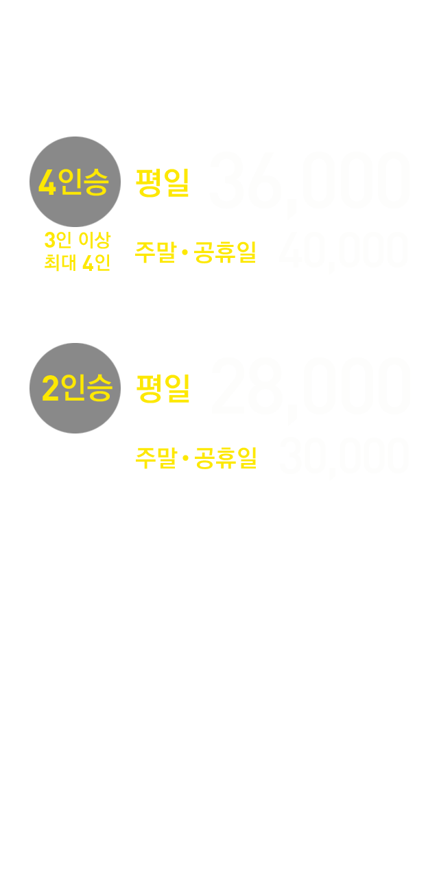 레일바이크 운행요금(1대 기준, 최대 4인 탑승가능)